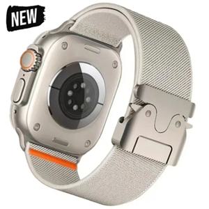 Apple Watch Ultra 2 밴드 용 나일론 스트랩 49mm 10 9 8 7 45mm 41mm 44mm 46mm 42mm IWatch 시리즈 6 SE 용 땋은 탄성 팔찌