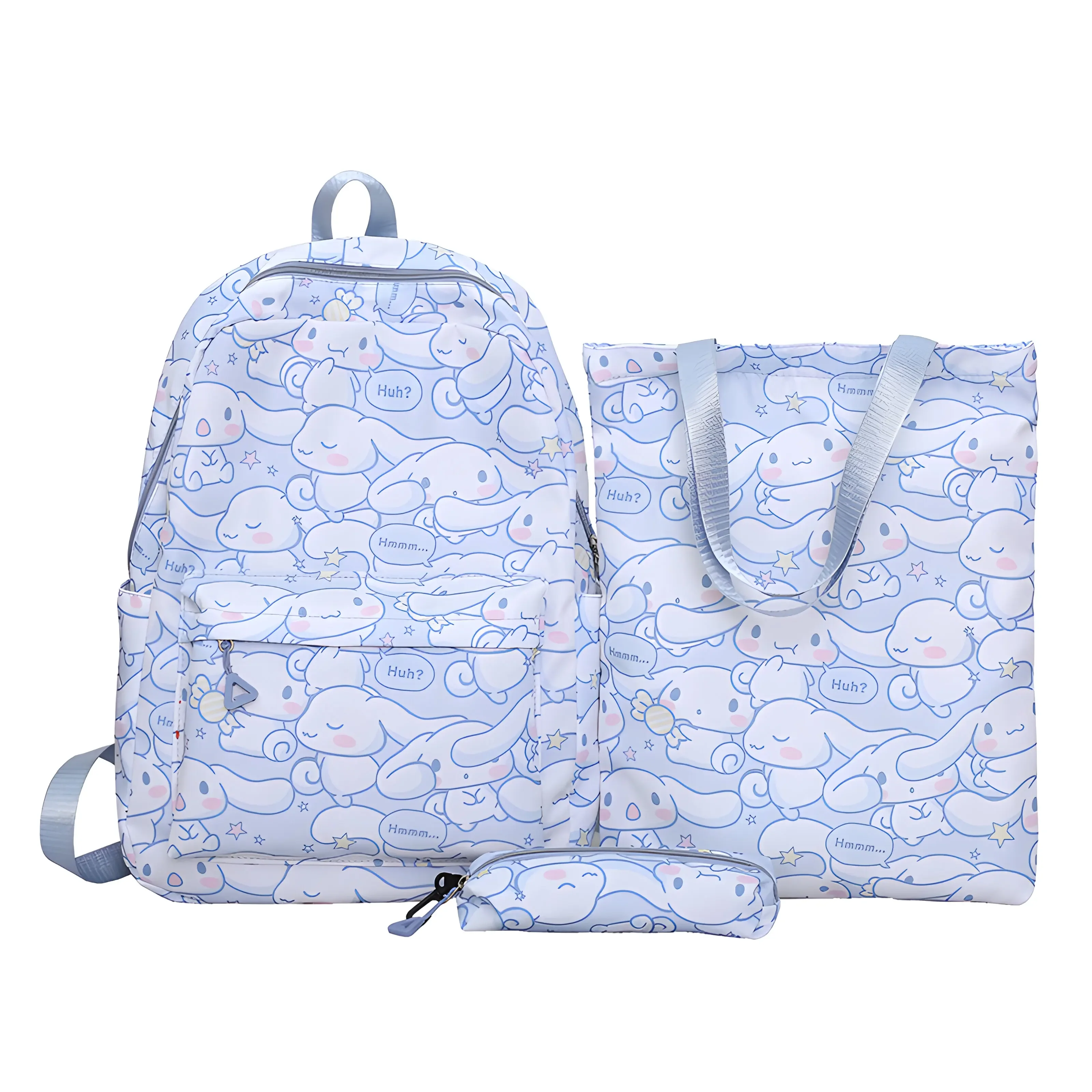 3pcs Cinnamoroll 헬로 키티 Sanrio 배낭 세트, Kuromi 토트 숄더 핸드백, 연필 가방이 포함된 캐주얼 야외 데이팟