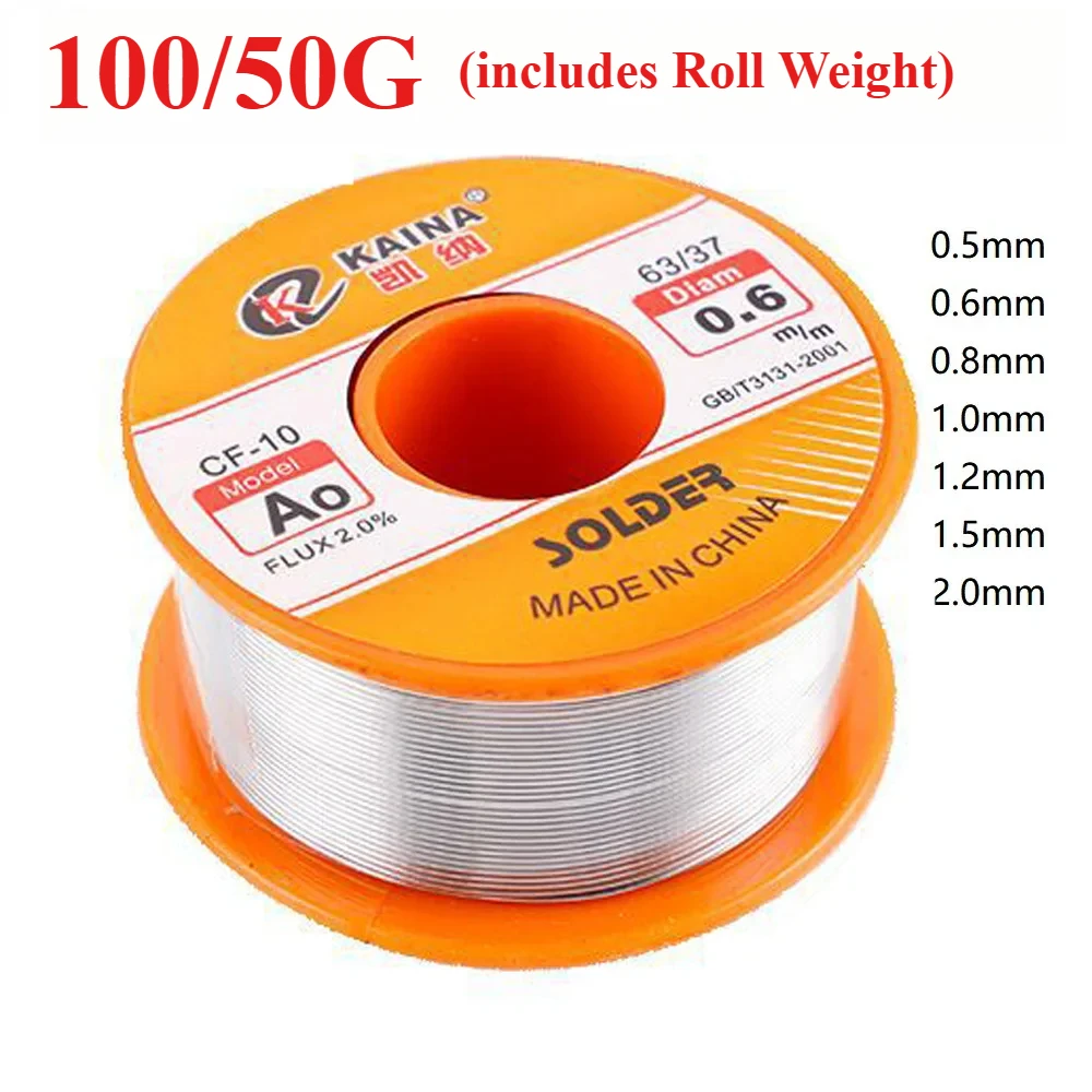 50/100g CF-10 솔더 와이어 주석 0.5/0.6/0.8/1.0/1.2/1.5/2.0mm 롤 클린 로진 용접 코어 솔더링 와이어 플럭스 릴 튜브