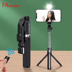 FANGTUOSI 블루투스 무선 Selfie 스틱 미니 삼각대 확장 가능한 모노 포드 원격 셔터 아이폰 삼성 Xiaomi 전화 홀더