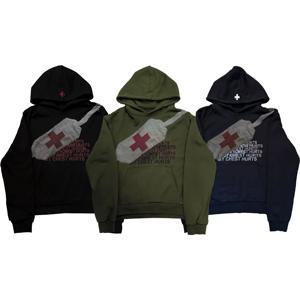 하라주쿠 대각선 의료 패키지 프린트 후드 여성 streetwear 고딕 고스 y2k 탑 오버 사이즈 스웨트 까마귀 커플 의류