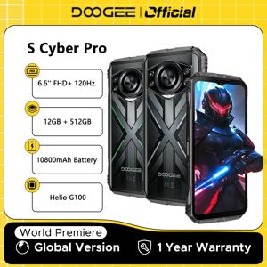 DOOGEE S 사이버 프로 견고한 휴대폰, Helio G100, 6.6 인치 FHD + 120Hz IPS, 10800mAh 대용량 배터리, 33W 충전 NFC, 월드 프리미어, 12GB, 512GB