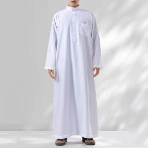 Qamis 남자 이슬람 Thobe Kameez 두바이 이슬람 남자 의류 Abaya 아랍어 면화 Jubba Thobe 라마단 모로코 Kaftan 이슬람 복장