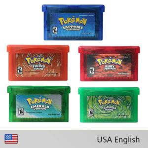GBA 비디오 게임 카트리지 콘솔 카드 포켓몬 시리즈 에메랄드 FireRed LeafGreen Ruby Sapphire GBA NDS용 미국 버전