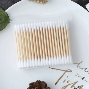 메이크업, 코 귀 청소, 애완 동물 관리, 예술 및 공예에 대 한 100 Pcs 더블 헤드 대나무 면봉 나무 스틱 면봉