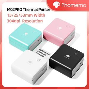 Phomemo M02Pro 미니 휴대용 열전 사 프린터 무선 사진 라벨러 300dpi 무 잉크 인쇄 15/25/50/53mm 쉬운 라벨링 용