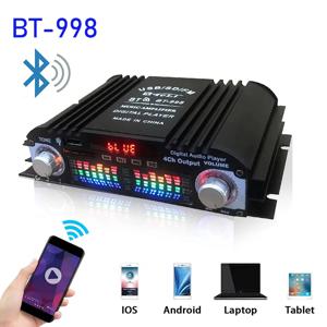4 채널 HiFi 사운드 앰프 디지털 오디오 블루투스 앰프 1600W 피크 전력 가라오케 플레이어 FM 라디오 지원 원격 제어