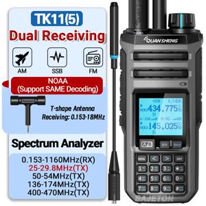Quansheng TK11(5) 10W 듀얼 수신 HF VHF UHF USB AM FM LSB CW 27MHz CB LW MW SW SSB 멀티 밴드 스펙트럼 분석기 Ham Radio