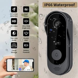 Tuya 스마트 홈 방수 도어 벨 나이트 비전 모니터 HD 비디오 카메라 2.4G WIFI 링 초인종 무선 인터콤 음성
