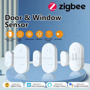 Zigbee 도어 센서 창 접촉 Alexa Google Home Z2M 용 광도/진동 감지 APP 제어 기능이있는 개방형 폐쇄 감지기