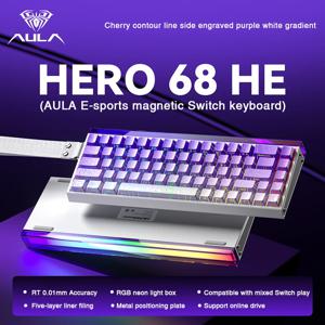 AULA HERO 68HE 자기 스위치 키보드 신속한 트리거 8K 반환 Esports 게이머 키보드 RGB 유선 게임용 키보드