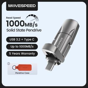 MOVESPEED 1000 메가바이트/초 솔리드 스테이트 펜 드라이브 USB3.2 Gen 2 유형 C 플래시 드라이브 PC 스마트폰 태블릿용 1TB 512GB 256GB 128GB Pendrive