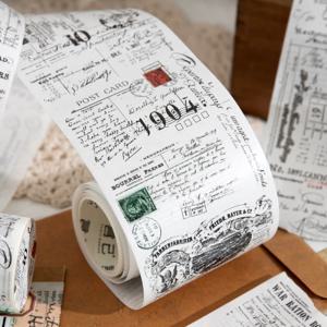 70mm * 200cm/롤 복고풍 스타일 텍스트 원고 테마 Washi 테이프 콜라주 정크 저널 배경 장식 스티커 DIY 스크랩북