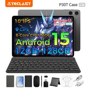 Teclast P30T 안드로이드 15 태블릿 10.1인치 IPS 최대 12GB RAM 128GB ROM T606 8코어 6000mAh 키보드/케이스/마우스/스타일러스/헤드폰/스탠드