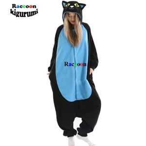 새로운 미드나잇 고양이 잠옷 성인 Onesie 코스프레 의상 만화 동물 원피스 잠옷 남자 가족 파티 홈 너구리 Kigurumi
