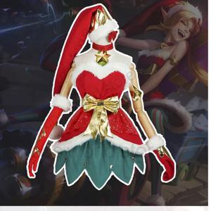 2025 신규 LOL 징크스 루즈 캐논 얼음과 눈 축제 크리스마스 XMAS 부브 튜브탑 드레스 유니폼 의상 게임 코스프레 코스튬
