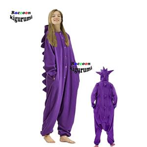 (135-198CM) 새로운 보라색 Onesie 유령 만화 잠옷 엘프 여성 남성 동물 영화 성인 크리스마스 코스프레 너구리 Kigurumi Unicorn
