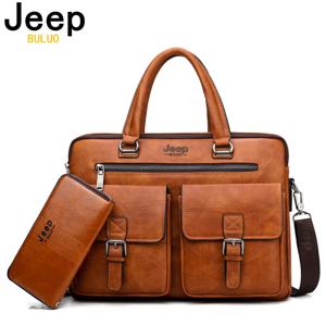 JEEP BULUO 브랜드 Man'sBusiness 서류 가방 2 개/대 분할 가죽 13 용 고품질 남성용 사무용 가방. 3인치 노트북 A4 코슬