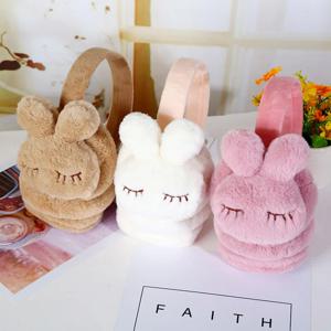어린이 Kawaii 머리띠 Earlap 겨울 야외 토끼 따뜻한 귀마개 플러시 두꺼운 부드러운 조절 가능한 귀 커버 액세서리 소녀를위한