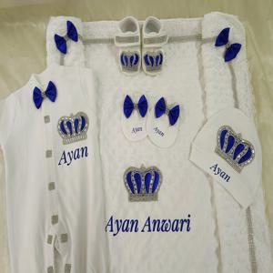 5pcs 수제 DIY 비닐 이름 맞춤형 아기 소녀 신생아 보석 크라운 핑크 나를 집으로 데려가십시오 Layette 5 조각 디럭스 선물 세트