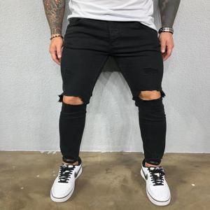 남성 청바지 streetwear 찢어진 스키니 힙합 남자 패션 estroyed 특대 바지 솔리드 컬러 남성 스트레치 캐주얼 데님 바지
