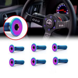 6Pcs 번트 티타늄 스티어링 휠 볼트 나사 Momo Nardi NRG Works 벨 보스 도구 자동차 액세서리 용 1pc 렌치 키트