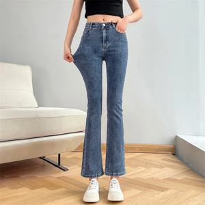 여성 패션 플레어 청바지 겨울 streetwear y2k 스트레이트 바지 발목 길이 데님 청바지 소녀 파티 캐주얼 레트로 블루 바지