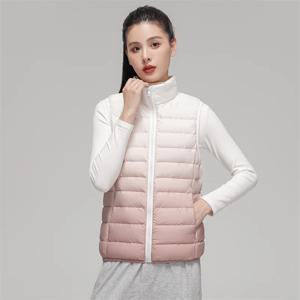 여성 소설 그라디언트 아웃웨어 조끼 90% 화이트 오리 다운 초경량 조끼 여성 민소매 따뜻한 양복 조끼
