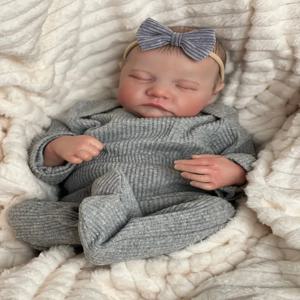NPK 49CM Levi 신생아 인형 Reborn Sleeping Soft 실리콘 유연한 3D 스킨 톤 (눈에 보이는 정맥 포함) 핸드 페인트 헤어 인형