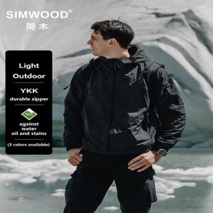 SIMWOOD 남성용 야외 산악 방수 소프트 쉘 재킷, 하이킹 오버사이즈 바람막이, 2024 가을 신상