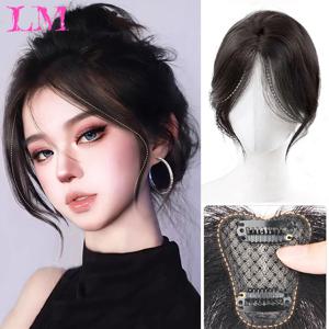 LM Natural Hair Bangs 여성용 사이드 프린지 3D 중간 부분 False Bangs 클립 인 Exrensions Invisible Hairpieces
