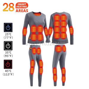 겨울 온수 열 속옷 남자 난방 재킷 Skiwear 온수 재킷 양털 따뜻한 탑 바지 USB 전기 난방 의류