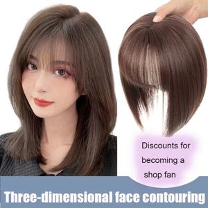 3D Bangs 보이지 않는 매끄러운 머리 머리 물 리플 머리 공기 앞머리 머리 오버 헤드 자연 보이지 않는 교체 커버 흰 머리카락