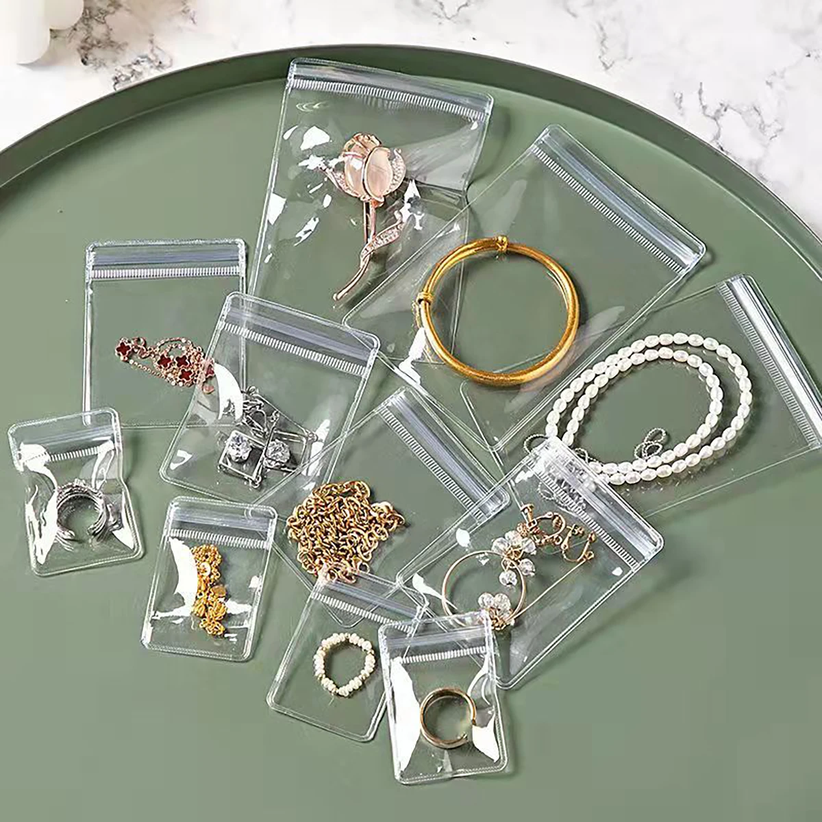 50pcs, 항산화 보석 가방, 명확한 보석 지퍼 가방, 작은 보석 주최자, 반지 귀걸이 보관 가방,