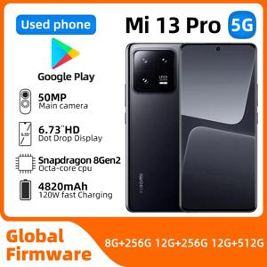 샤오미 13 프로 5G 글로벌 버전 중고 휴대폰, 스냅드래곤 8 Gen 2 MIUI 14 4820mAh 배터리, 120Hz OLED 화면, 120W 하이퍼차지 50MP