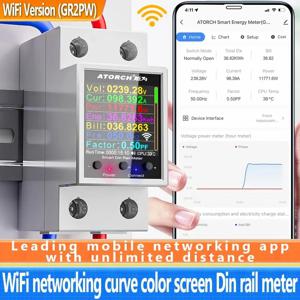 100A Tuya WiFi Din 레일 전력 에너지 측정기 AC50-320V 스마트 전기 측정기 디지털 디스플레이 모니터 전압 곡선 전류계 GR2PW