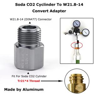 아쿠아리스트 수족관 물고기 또는 수제 맥주 케그 CO2 레귤레이터, CO2 실린더, 소다스트림 블루 탱크, W21.8-14 변환 어댑터