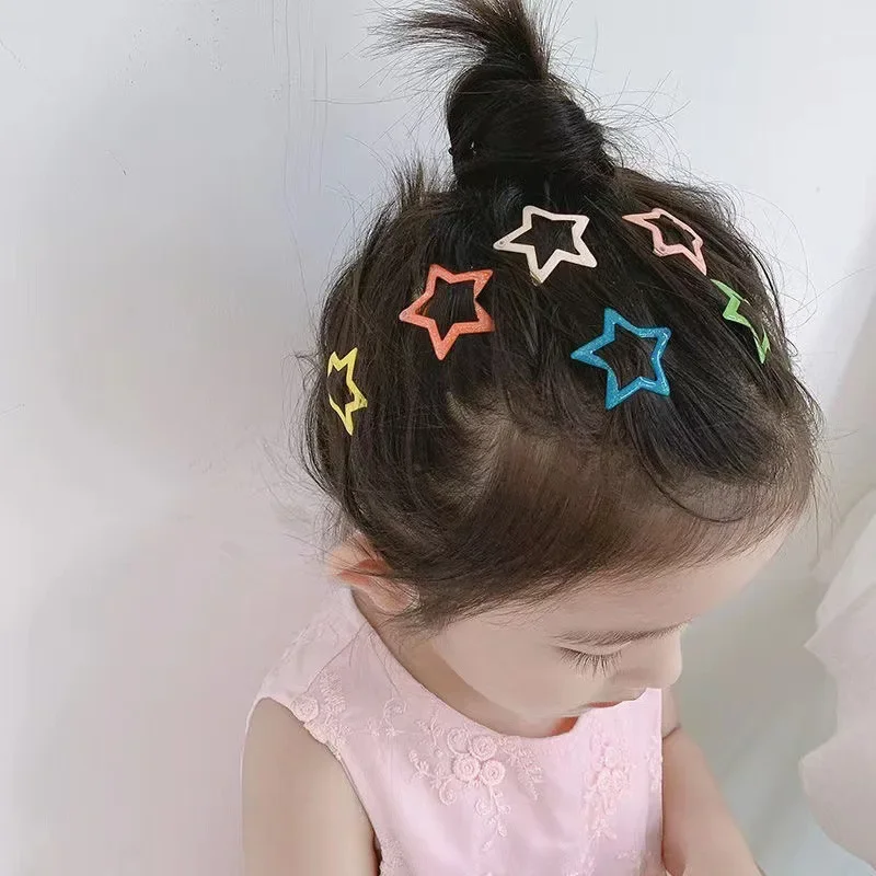 20/40Pcs 여자를위한 다채로운 스타 BB 헤어 클립 어린이 사랑스러운 머리 장식 머리핀 ​​바레트 머리 장식 어린이 헤어 액세서리