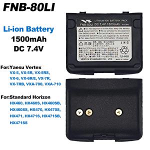 FNB-80Li 휴대용 워키 토키 배터리 1500mAh Yaesu VX-5R VX-6R VX-7R VX-5E VX-7E VXA-710 양방향 라디오 추가 배터리