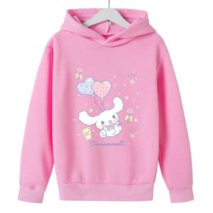 Cinnamoroll 아동용 후드 티 스웨터 Kawaii Sanrio 풀오버 패션 애니메이션 만화 캐주얼 의류 소녀 소년 키즈 따뜻한상의