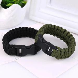 Plaited Rope Design이있는 야외 비상 탈출 캠핑 도구 용 23cm/9in 7 코어 Paracord 생존 팔찌