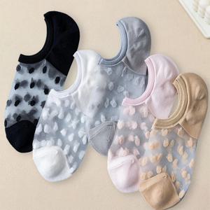 5 쌍 여성 폴카 도트 무늬 양말 유행 다목적 유행 크리 에이 티브 양말 편안한 통기성 캐주얼 짧은 양말