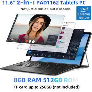 Galavey Terra 태블릿 11.6인치 Intel Celeron N4120 64비트 Windows 10 8GB RAM 512GB ROM 유형 C 태블릿 1920x1080IPS HDMI 호환