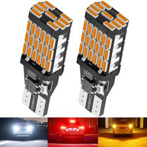 2pcs T15 4014 45 칩 W16W LED 백업 조명 예비 램프 Canbus 전구 오류 없음 고전력 LED Canbus W16W 빨간색 호박색 노란색