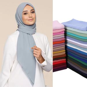 110*110CM 스퀘어 쉬폰 Hijab 여성용 솔리드 헤드 스카프 이슬람 Shawls Headwraps 캐주얼 일반 컬러 Hijab