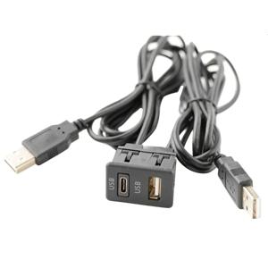 도요타용 자동차 대시 플러시 마운트, 자동 보트 듀얼 USB-TAPYC 익스텐션 케이블 어댑터, 2 USB 포트 패널, 150cm