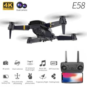 2024 E58/E88 RC 드론, 와이파이 FPV 고도 유지 접이식 쿼드콥터, 1080P 4K HD 카메라, RC 드론 헬리콥터 드론 선물 장난감