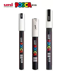 UNI POSCA 마커 펜, 흰색 검정색 아크릴 Plumones Rotuladores PC-1M,3M,5M POP 포스터 펜/낙서 광고 미술 용품 ​​1PC
