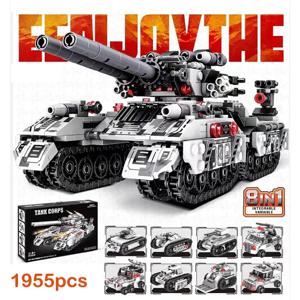 2024 WW2 군용 차량 탱크 8in1 비행기 트럭 모델 빌딩 블록 DIY 벽돌 어린이 건설 장난감 소년 성인을위한 선물