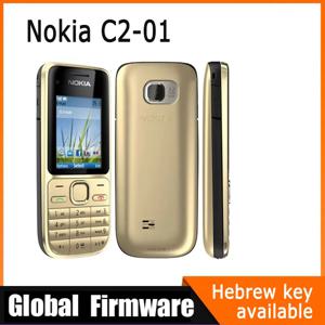 Nokia C2 C2-01 GSM 휴대 전화 영어 및 히브리어 키보드 지원 버튼의 로고 잠금 해제 휴대 전화 중고 전화